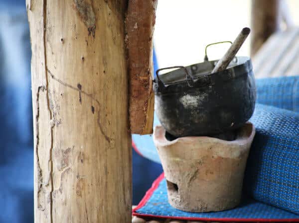 Cooking pot and wood from Thai house