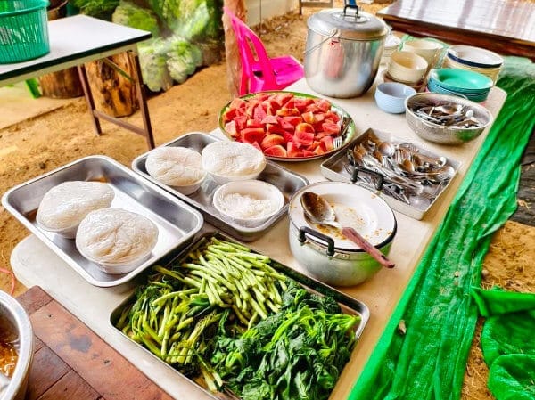 Organic Khanom Jin for lunch at Suan Na Ta Bua