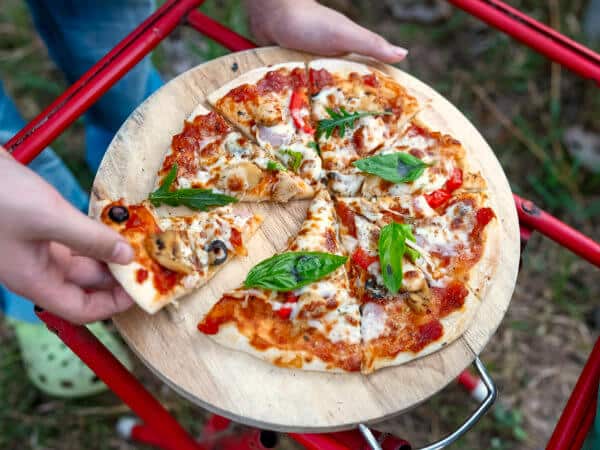 Pizza with freh organic vegetables in Ubon