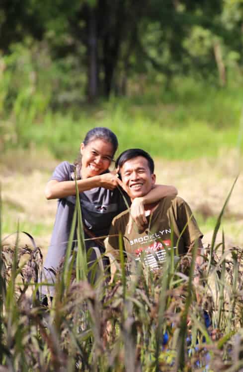 Rung and Kek farmstay owners from Suan Na Ta Bua in Ubon Ratchathani, Thailand