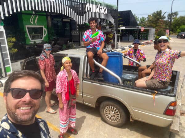 Songkran water fight in Ubon Ratchathani