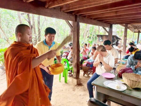 Thai monks blessing ceremony in Thai homestay