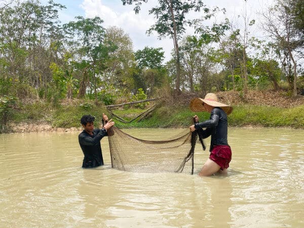 Tourist fishing activities in Isaan, Thailand