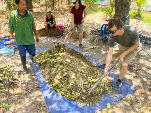 compost mixing green and brown materials