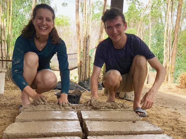 learning to make adobe bricks for natural building in Thailand