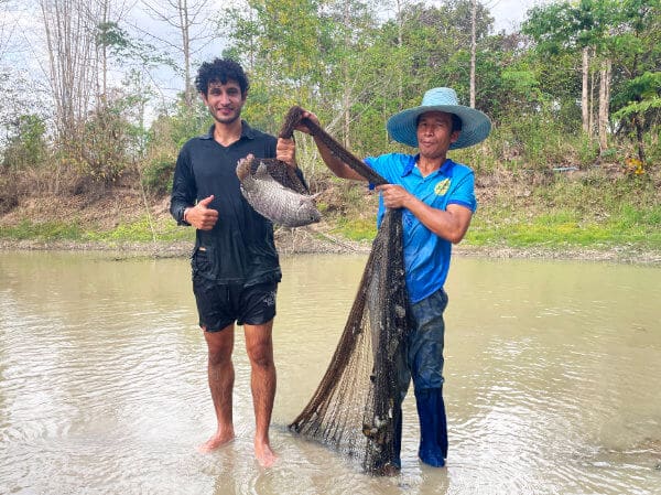 tourist fishing for Tilapia in Thailand